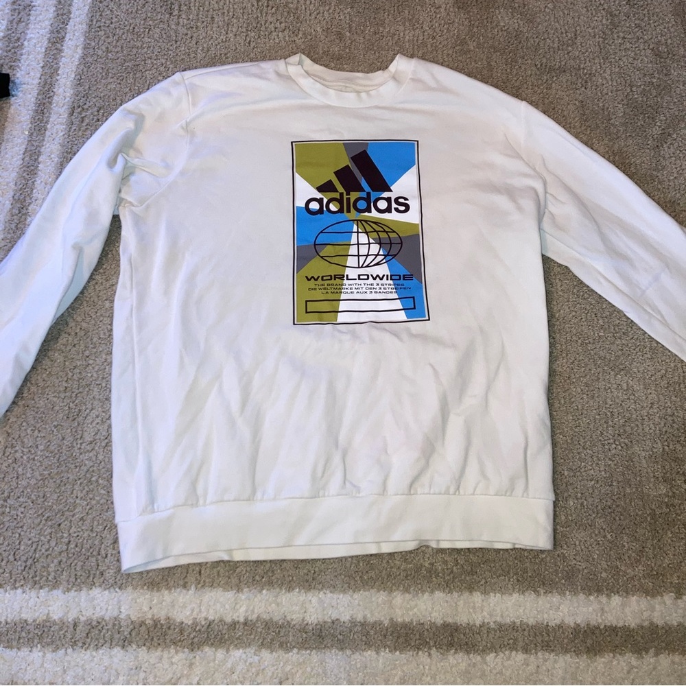 Adidas White Crewneck